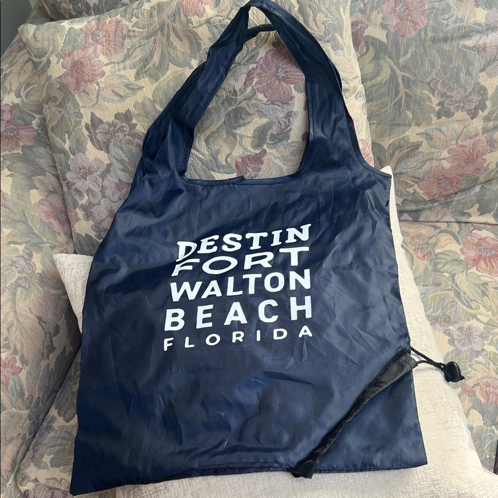 Navy Blue Tote Bag with Destin Fort Walton Beach Florida - Rolls to a diamond